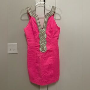 Women’s Lily Pulitzer Hot Pink Embellished Valli Shift Dress
